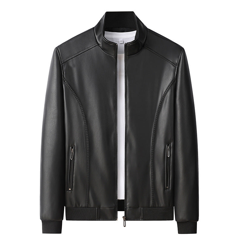 Men's Oversized Stand Collar Leather Jacket