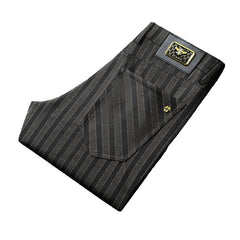 Vertical striped jacquard stretch non-iron anti-wrinkle straight trousers