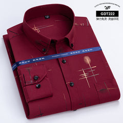 Men's Wrinkle-free Business Casual Gold-stamped Plaid Shirt