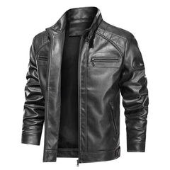 Men's Stylish Stand Collar Leather Jacket