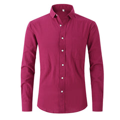 Men's Cotton and Linen Business Slim Shirt