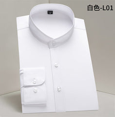 Men's Business Casual Stand Collar Anti-wrinkle No-iron Long-sleeved Shirt