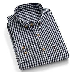 100% Cotton Plaid Striped Solid Color Long-sleeved Shirts