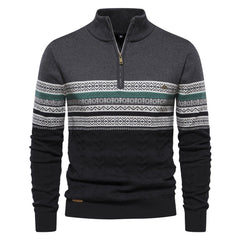 2023 Men's New Stand Collar Half Zipper Knitted High Quality Sweater