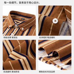 New Men's 100% Cotton Striped Loose Breathable Shirt