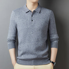 Men's Winter Pure Wool Lapel Thickened Casual Warm Sweater