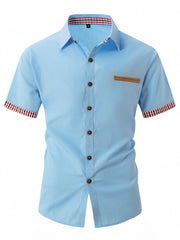 2024 New Fashion Men's Plaid Color Matching Business Casual Shirt