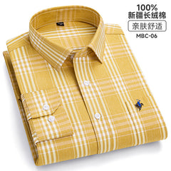 Men's Fashion Breathable Plaid Cotton Embroidered Shirt