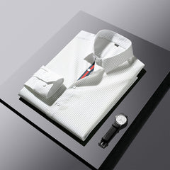 High-end striped embroidered lapel shirt