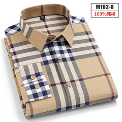 New Men's Fashion Plaid Cotton Brushed Business Casual Shirt