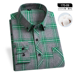 Pure cotton plaid casual lapel shirt