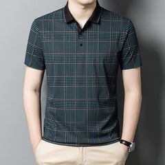 Men's Plaid Casual Loose Polo Shirt