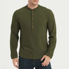 Men's Casual Cotton Long-sleeved Polo Shirt
