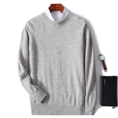 2023 New Men's Round Neck Casual Business Knitted Cashmere Sweater