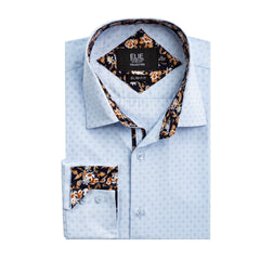 Men's Fashionable Jacquard Long Sleeve Patchwork Stand Collar Shirt