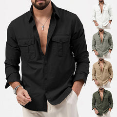 2024 New Men's Multi-pocket Casual Comfortable Long-sleeved Shirt