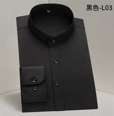 Men's Business Casual Stand Collar Anti-wrinkle No-iron Long-sleeved Shirt