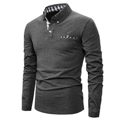 Men's Casual Plaid Stitching Fashion POLO Shirt
