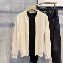 Men's Double Zipper Cardigan Casual All-match Knitted Jacket