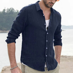 2023 Men's Retro Casual Cotton Linen Solid Color Shirt