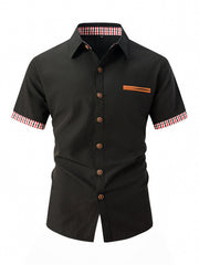 2024 New Fashion Men's Plaid Color Matching Business Casual Shirt