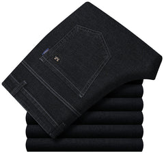 Men's Straight Elastic Thick Business Casual Jeans