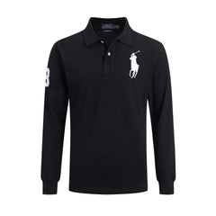 Men's lapel loose plus size cotton embroidered polos