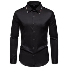 Men's New Plaid Color Matching Fashionable Slim Business Casual Long-sleeved Shirt