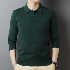 Men's Winter Pure Wool Lapel Thickened Casual Warm Sweater
