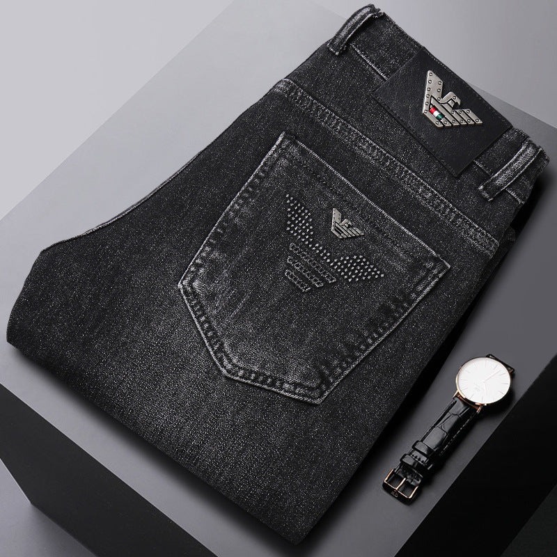 Men's High-end Slim Fit Straight Stretch Casual Jeans
