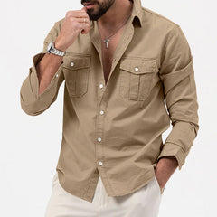 2024 New Men's Multi-pocket Casual Comfortable Long-sleeved Shirt