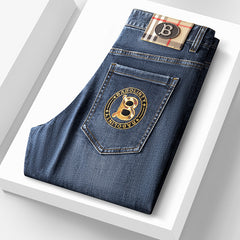 Men's Fashionable High-end Letter Embroidered Stretch Jeans