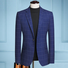 Men's Slim Fit Plaid Casual Blazer