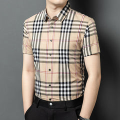 2025 Men's All-match Plaid Printed Non-iron Short-sleeved Shirt