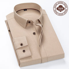 Men's Solid Color Business Comfortable Cotton Commuter Long-sleeved Shirt