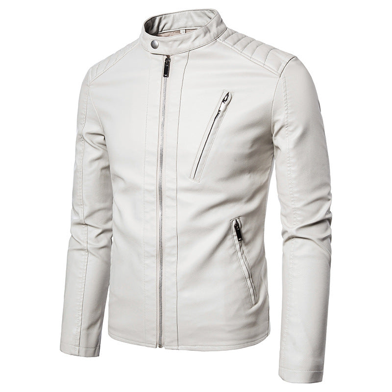 2023 Men's Fashion Slim Leather Biker Jacket