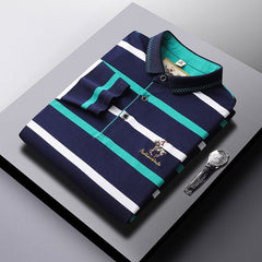 Men's Business Classic Striped Long-sleeved POLO Shirt