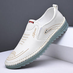Casual soft sole slip-on trendy leather shoes