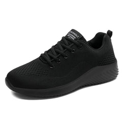 Men's Large Size Leather Waterproof Casual Running Black Sports Shoes
