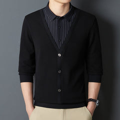 Men's Fake Two Piece Warm Contrast Shirt