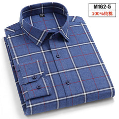 New Men's Fashion Plaid Cotton Brushed Business Casual Shirt