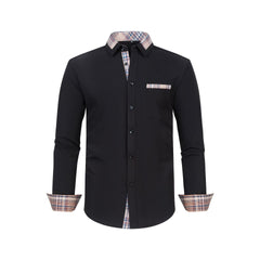 Men's Colorblock Plaid Collar Casual Super Stretch Shirt