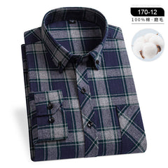 Pure cotton plaid casual lapel shirt