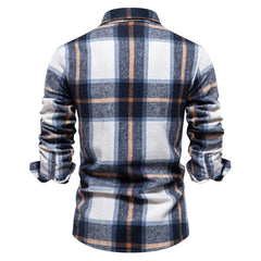 Men's Business Fashion Plaid Long Sleeve Shirt
