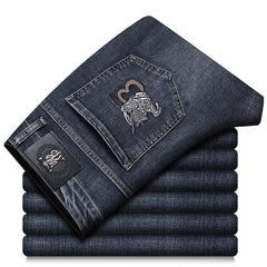Men's Embroidered Business Straight Jeans