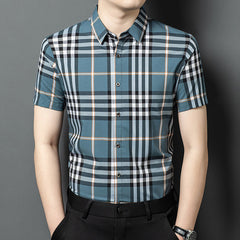2025 Men's All-match Plaid Printed Non-iron Short-sleeved Shirt