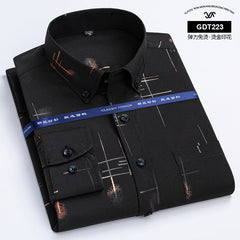 Men's Wrinkle-free Business Casual Gold-stamped Plaid Shirt