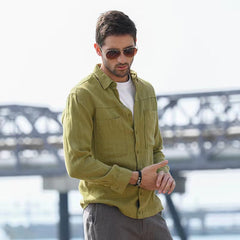 Men's Casual Solid Color Simple Long-sleeved Shirt