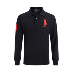 Men's lapel loose plus size cotton embroidered polos