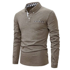 Men's Casual Plaid Stitching Fashion POLO Shirt